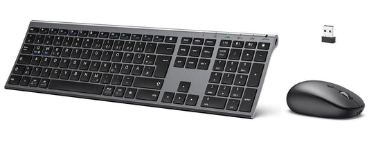 Bluetooth Tastatur und Maus, QWERTZ Dualmodus (Bluetooth 4.2+2.4G) in Grau