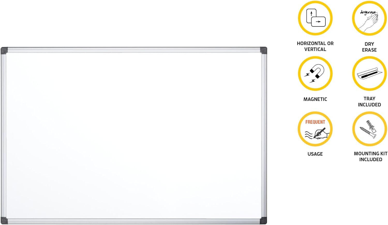 MASTERVISION Bi-Office Magnetisches Whiteboard Maya 120 x 90 cm Magnettafel Weiß