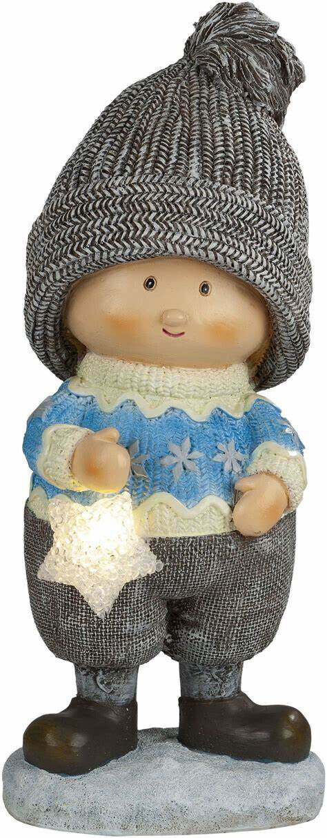 LED Dekofigur Winterkind Erik LED Advent Weihnachten Dekoration 40cm