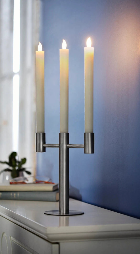 LED-Echtwachs-Stabkerzen, 3er Set