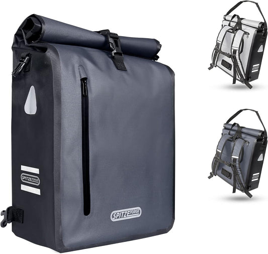 3-in-1 Fahrradtasche für Gepäckträger, 100% wasserdicht & reflektierend, Rucksac