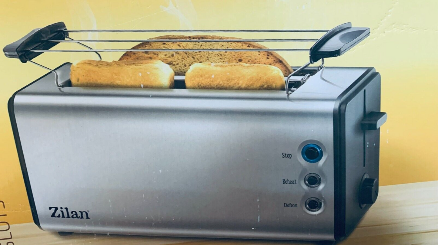 Zilan ZLN-2720 4 Scheiben Edelstahl Langschlitztoaster - Silber/Schwarz