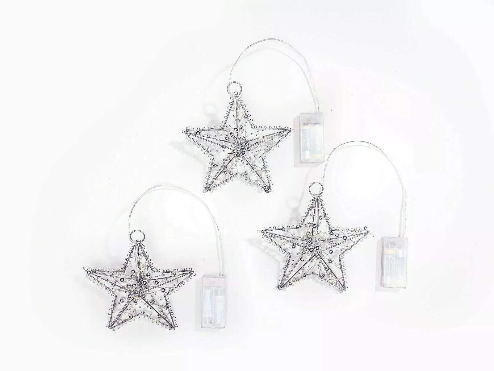 LED-Hängedeko Sterne "Pearl" 3er-Set Advents Weihnachtssterne Dekoration