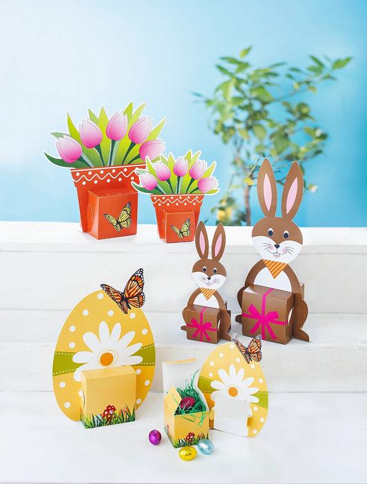 Geschenkboxen Aufsteller "Frohe Ostern" 6er-Set Geschenkverpackung Osterei