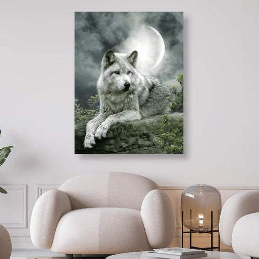 Diamond Painting "Grauer Wolf" 40 x 50 cm Deko Basteln Wanddeko Wohnungsdeko