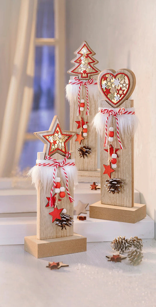 LED-Dekosäulen "Weihnachten", 3er-Set Dekoration Advent Deko Wohnungsdeko