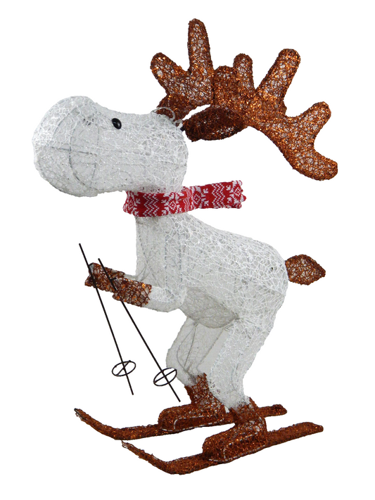 LED-Deko Skifahrender Elch Weihnachtsfigur Advent Deko LED Dekoration 78cm