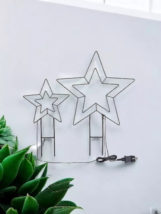 LED Gartenstecker Leuchtsterne Strahlende Sterne 2er Set Ø30/50cm