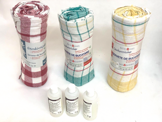3mal Livington Magic 100ml Konzentrat für Parkettböden & 3 Pack Geschirrtücher