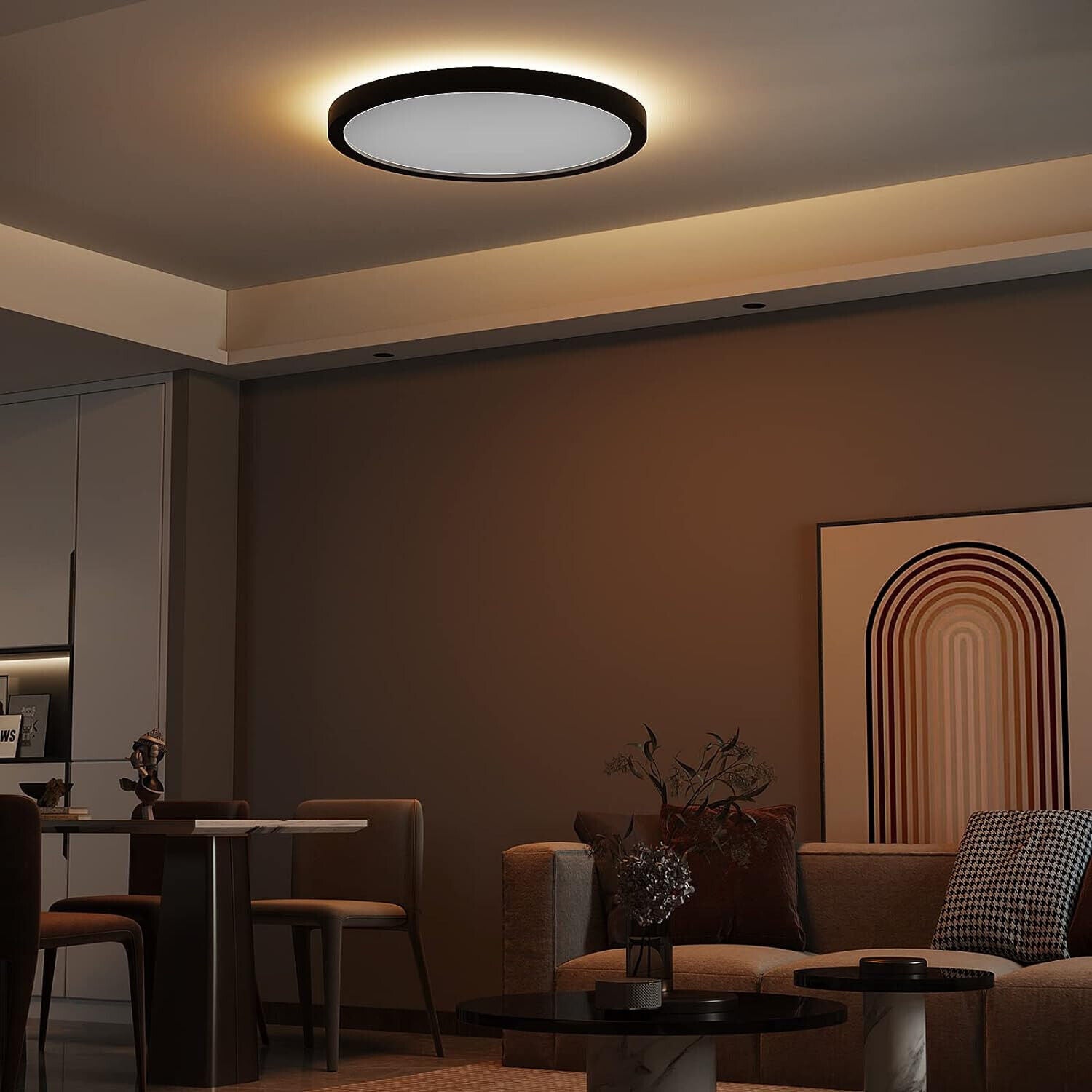 Anten 24W Dimmbar LED Deckenleuchte Schwarz | Hintergrundbeleuchtung Deckenlampe