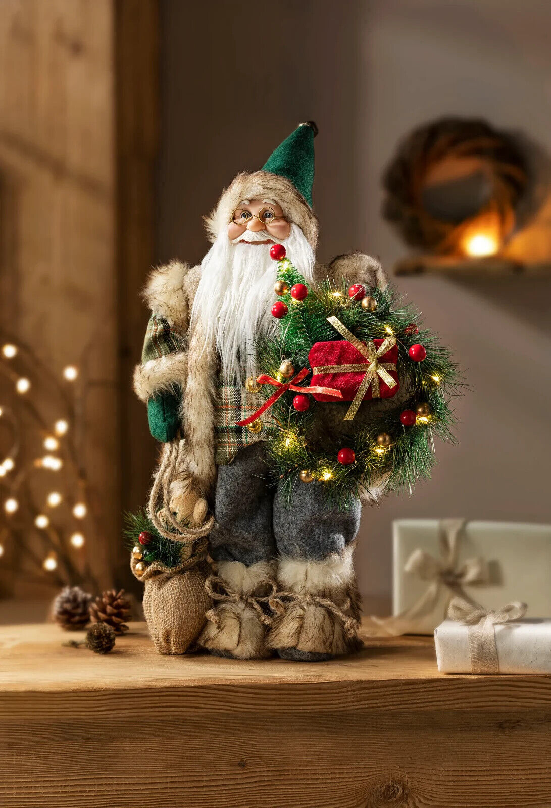 Deko-Weihnachtsmann "Malte" mit LED-Beleuchtung, 45cm